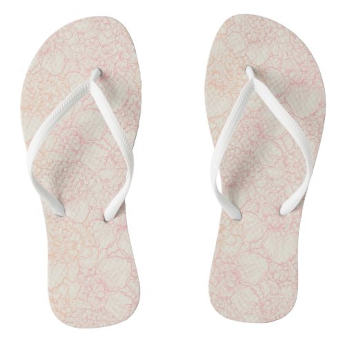 Pink Peony Floral Pattern Flip Flops