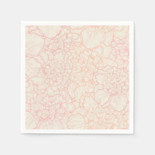 Pink Peony Floral Pattern Napkins