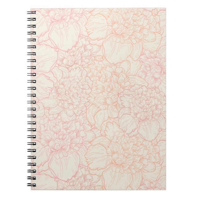 Pink Peony Floral Pattern Notebook (Front)