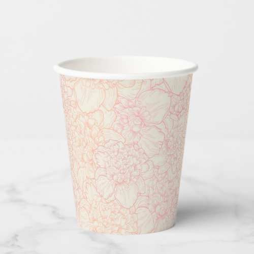 Pink Peony Floral Pattern Paper Cups