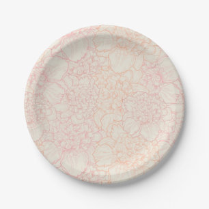 Pink Peony Floral Pattern Paper Plates