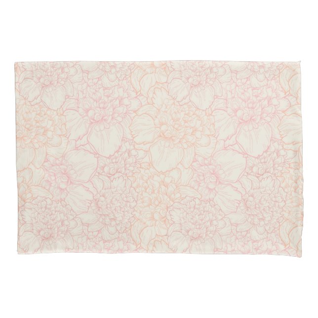 Pink Peony Floral Pattern Pillow Case (Front)