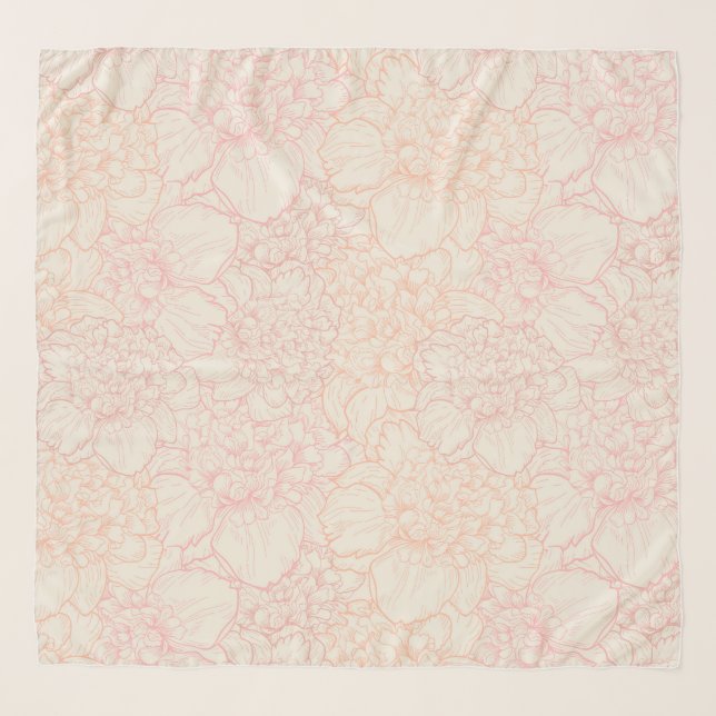 Pink Peony Floral Pattern Scarf (Front)