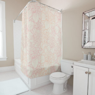 Pink Peony Floral Pattern Shower Curtain