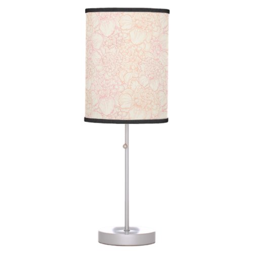 Pink Peony Floral Pattern Table Lamp
