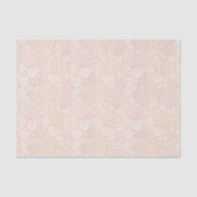 Pink Peony Floral Pattern Tissue Paper (Front)