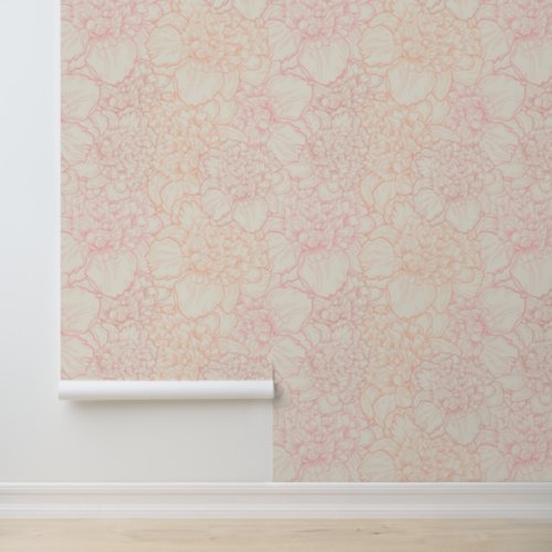 Pink Peony Floral Pattern Wallpaper
