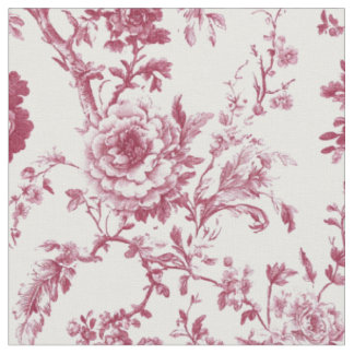 Pink Peony Floral Toile Pattern Fabric