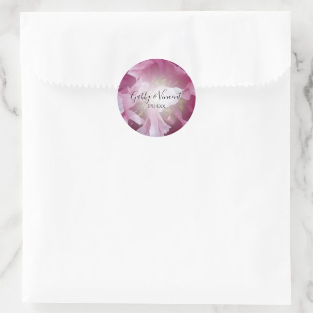 Pink Peony Floral Wedding Envelope Seals (Bag)