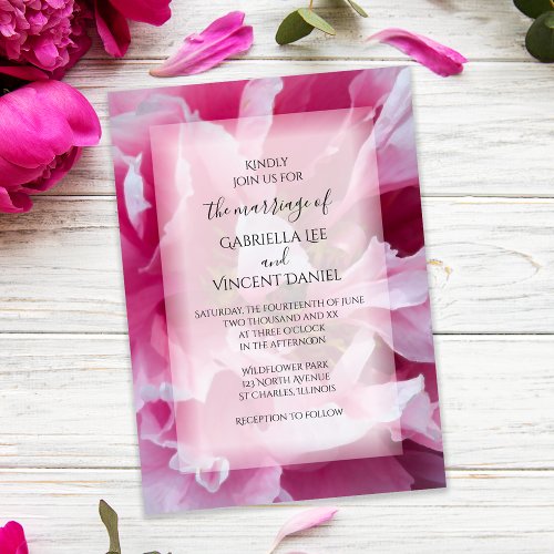 Pink Peony Floral Wedding Invitation