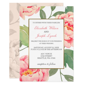 Pink Peony Floral wedding invitations