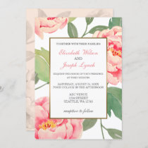 Pink Peony Floral wedding invitations