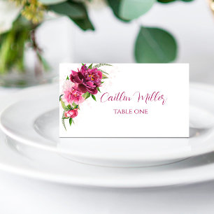 Pink Peony Floral Wedding Place Card