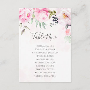 Pink Peony Floral Wedding Seating Chart Table Plan