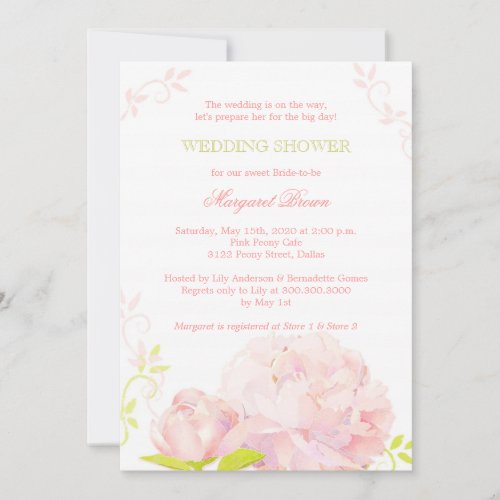 Pink + Grass Green Posh Wedding Shower Invitations
