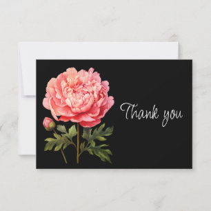 Pink Peony Flower Beautiful Floral Thank you Card