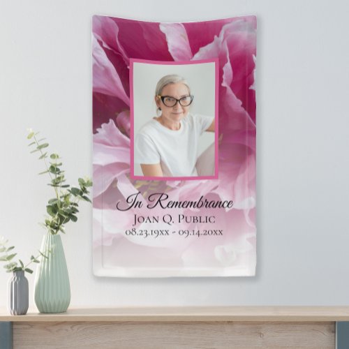 Pink Peony Flower Celebration of Life Funeral Banner