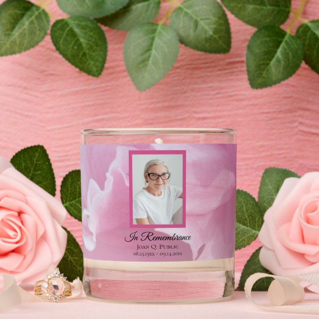 Pink Peony Flower Celebration of Life Funeral Scented Candle (Wedding)