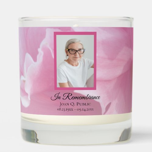 Pink Peony Flower Celebration of Life Funeral Scented Candle