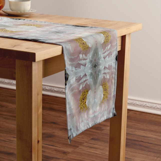 Pink Peony Flower Center Abstract Pattern     Short Table Runner (In Situ)