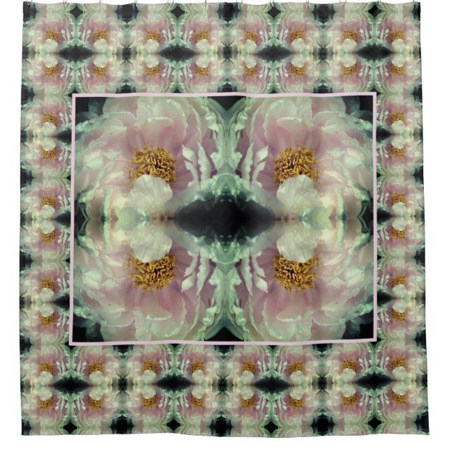 Pink Peony Flower Center Nature Art Pattern    Shower Curtain (Front)