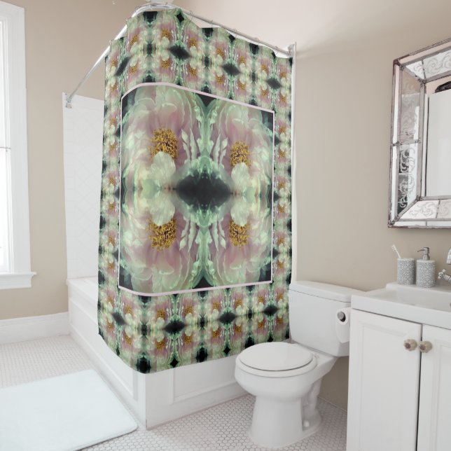 Pink Peony Flower Center Pattern    Shower Curtain (In Situ)