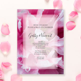 Pink Peony Flower Engagement Party Invitation