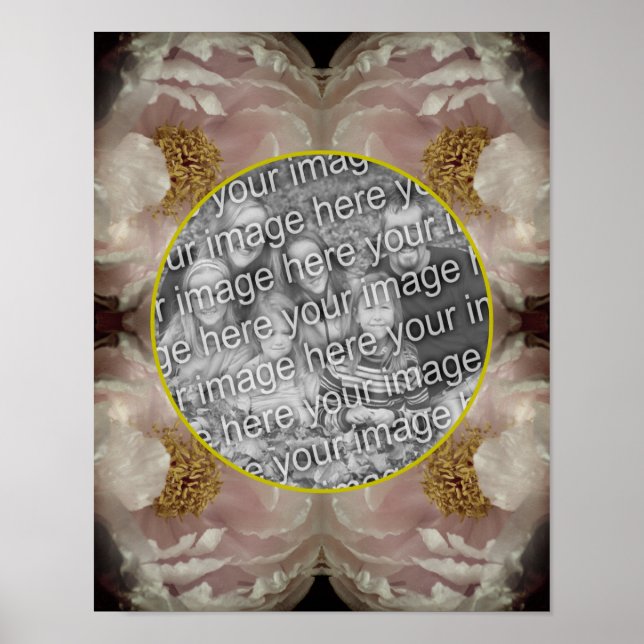 Pink Peony Flower Frame Create Your Own Photo Poster (Front)