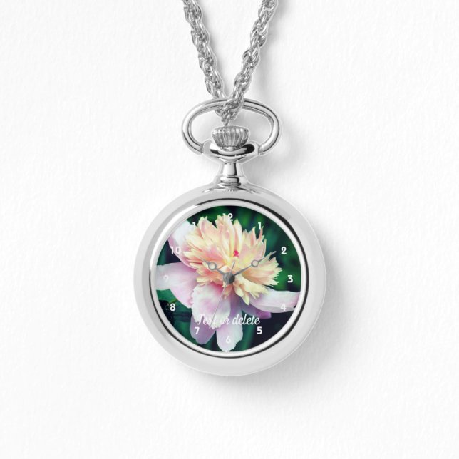 Pink Peony Flower In Bloom Close Up Personalized  Watch (Front)