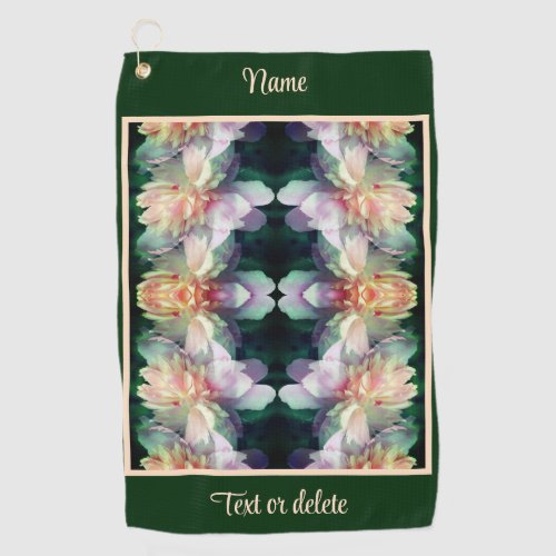 Pink Peony Flower Multiplied Abstract Personalized Golf Towel