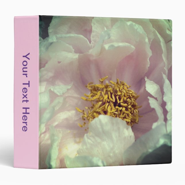 Pink Peony Flower Petals Up Close Personalized 3 Ring Binder (Front/Spine)