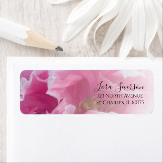 Pink Peony Flower Return Address Label