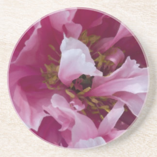 Pink Peony Flower Sandstone Coaster