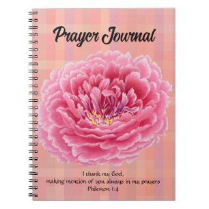 Pink Peony Flower Vintage Style Prayer Journal