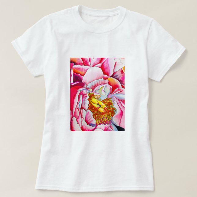Pink peony flower watercolor T-Shirt (Design Front)