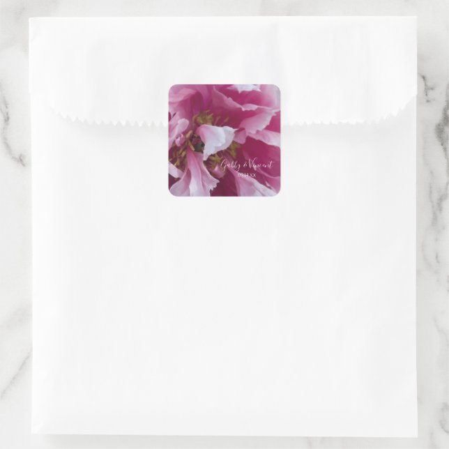 Pink Peony Flower Wedding Envelope Seals (Bag)