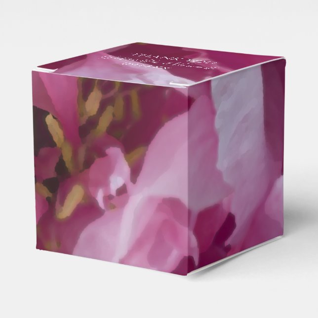 Pink Peony Flower Wedding Favor Boxes (Front Side)