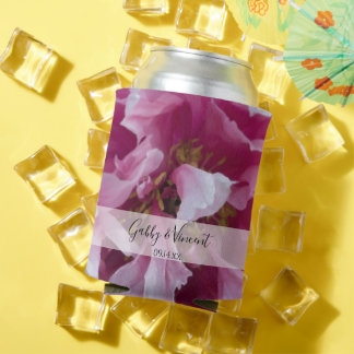 Pink Peony Flower Wedding Favor Can Cooler