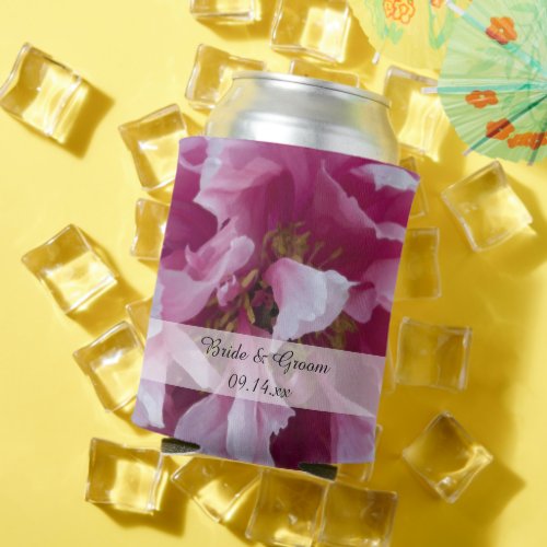 Pink Peony Flower Wedding Favor Can Cooler