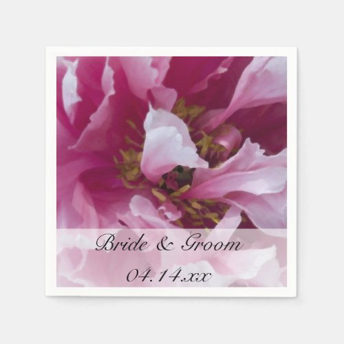 Pink Peony Flower Wedding Napkins