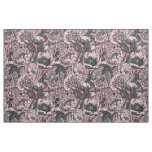 Pink peony flowers and moths fabric