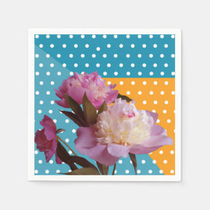 Pink peony flowers Elegant Paper Napkins