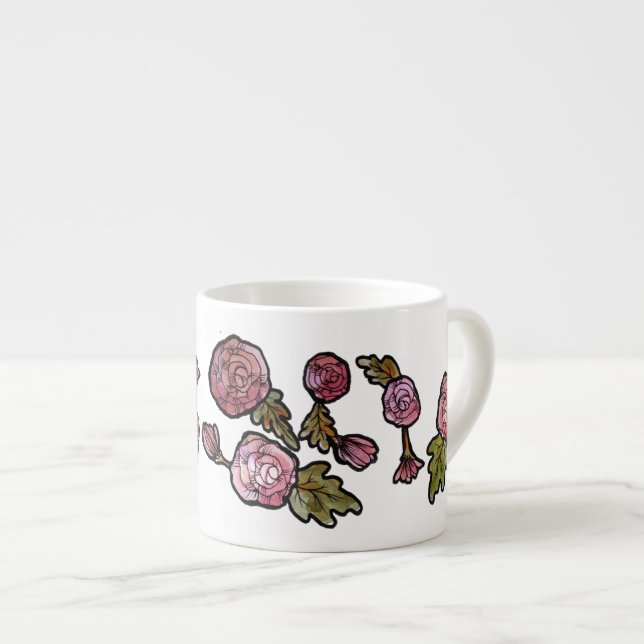 Pink Peony Flowers                                 Espresso Cup (Front Right)