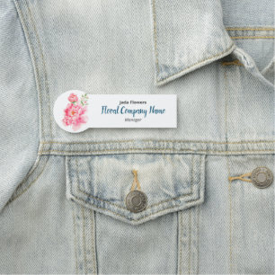 Pink Peony Flowers - Floral Company- Customized Name Tag