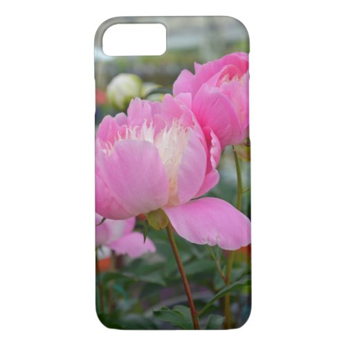 Pink peony flowers iphone case