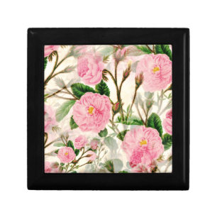 Pink Peony Flowers, Leaves & Buds Pattern Gift Box