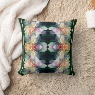 Pink Peony Flowers Multiplied Abstract Throw Pillow
