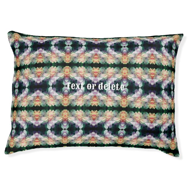 Pink Peony Flowers Multiplied Personalized Pet Bed (Front)