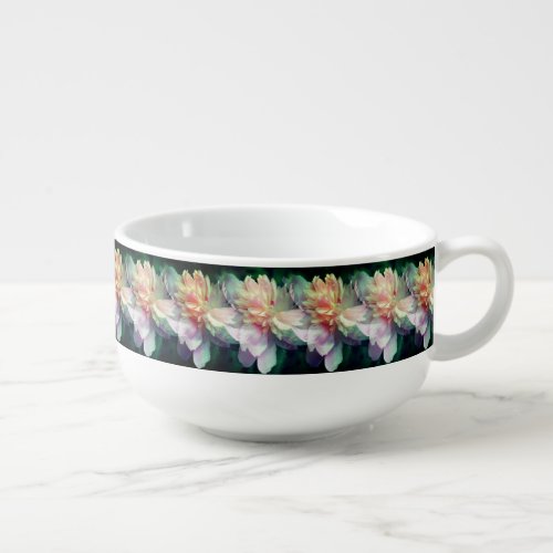 Pink Peony Flowers Multiplied Soup Mug