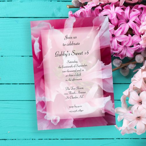 Pink Peony Sweet 16 Birthday Party Invitation